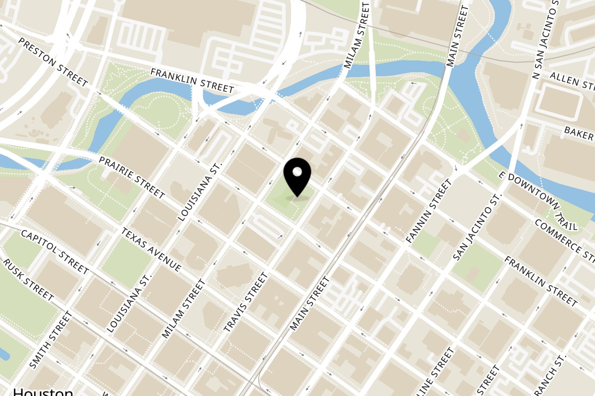 Map showing the location of Petite Lucie on 301 Milam St in Houston